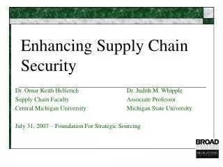 Enhancing Supply Chain Security