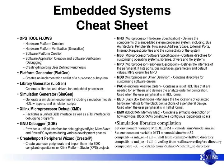 embedded systems cheat sheet