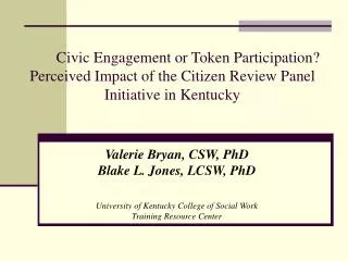 Civic Engagement or Token Participation? Perceived Impact of the Citizen Review Panel Initiative in Kentucky
