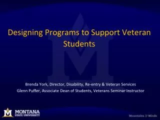 Designing Programs to Support Veteran Students