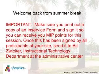 Welcome back from summer break!