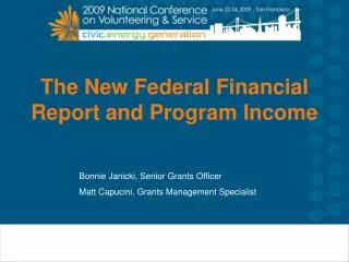 The New Federal Financial Report and Program Income