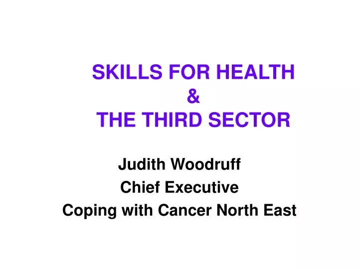 skills for health the third sector