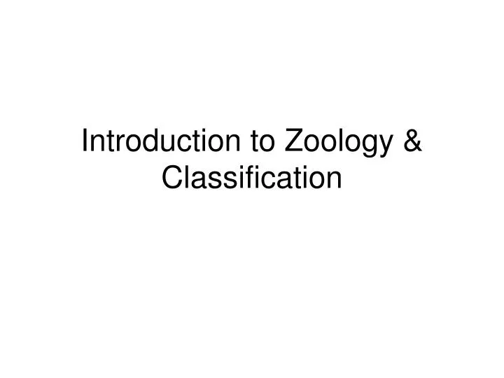 introduction to zoology classification