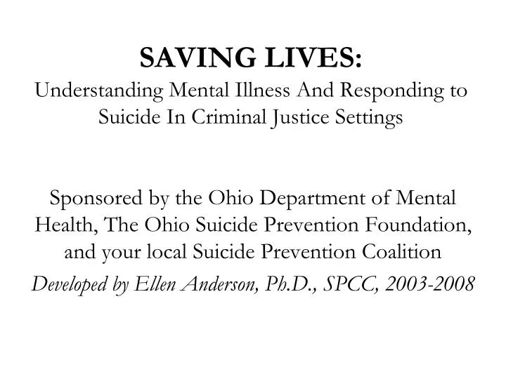 saving lives understanding mental illness and responding to suicide in criminal justice settings