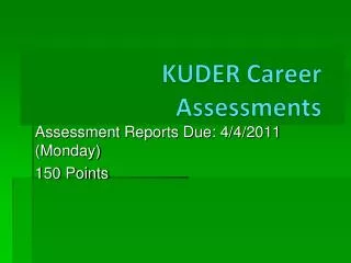 Assessment Reports Due: 4/4/2011 (Monday) 150 Points