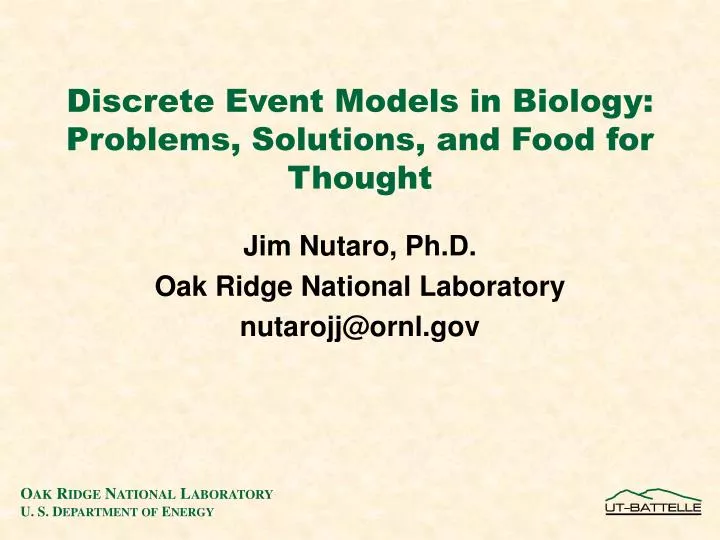 discrete event models in biology problems solutions and food for thought