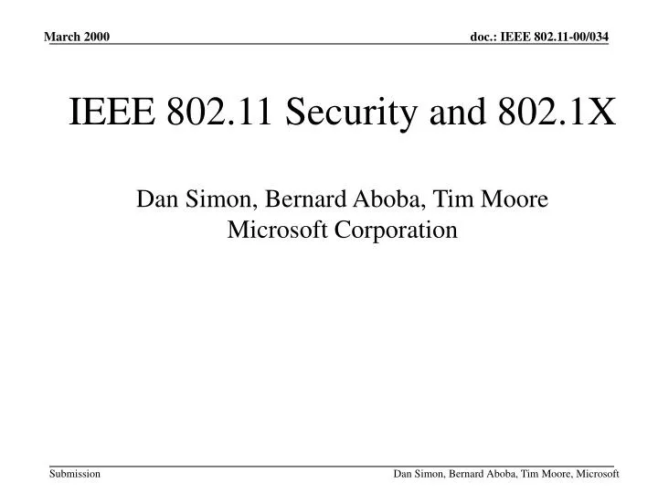 ieee 802 11 security and 802 1x dan simon bernard aboba tim moore microsoft corporation