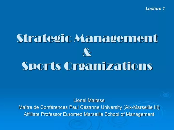 strategic management sports organizations