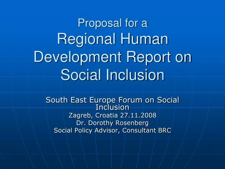 proposal for a regional human development report on social inclusion