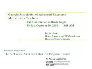PowerPoint Adapted from The AP Course Audit and Other AP Program Updates