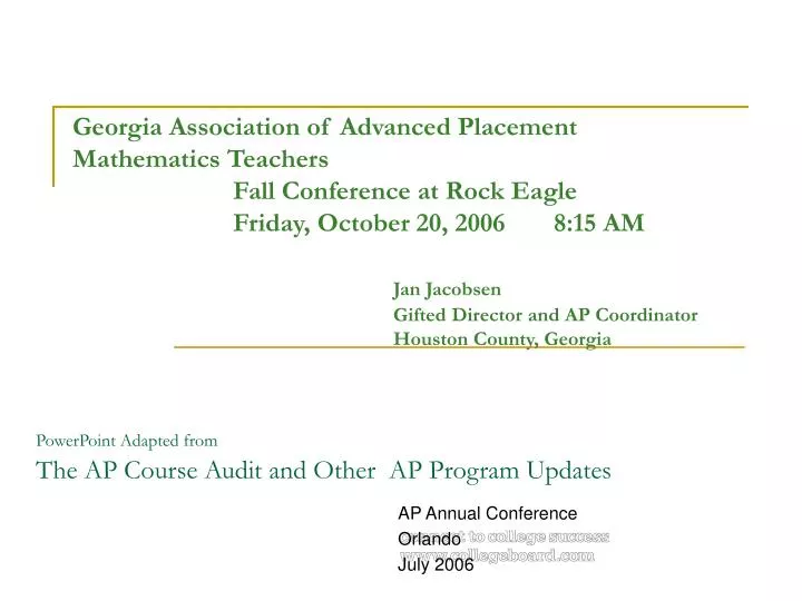 powerpoint adapted from the ap course audit and other ap program updates