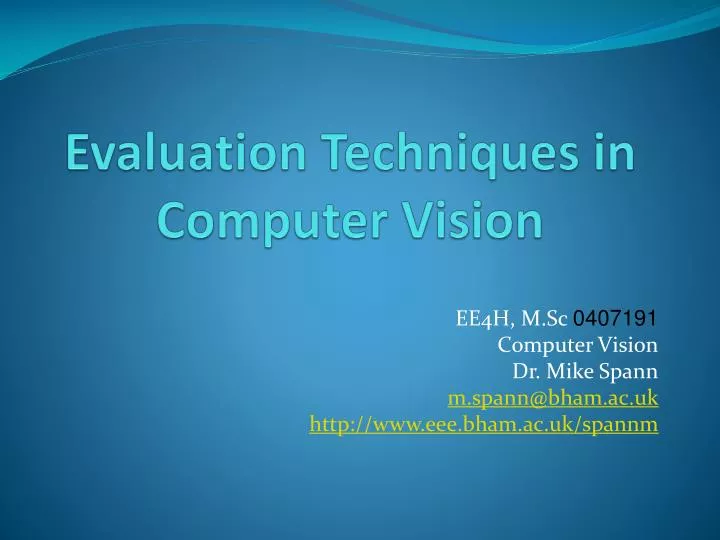 evaluation techniques in computer vision