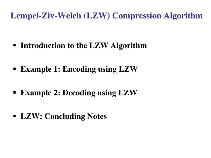 lempel ziv welch lzw compression algorithm