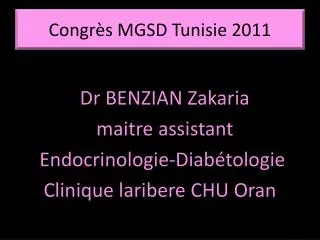 Congrès MGSD Tunisie 2011