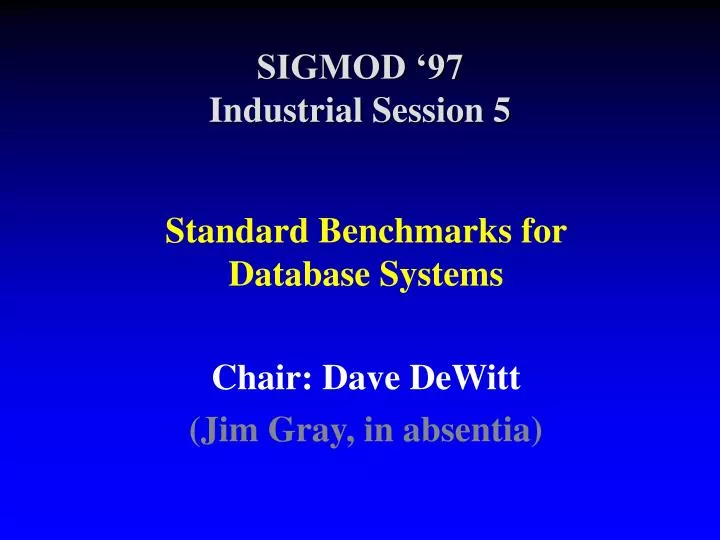 sigmod 97 industrial session 5