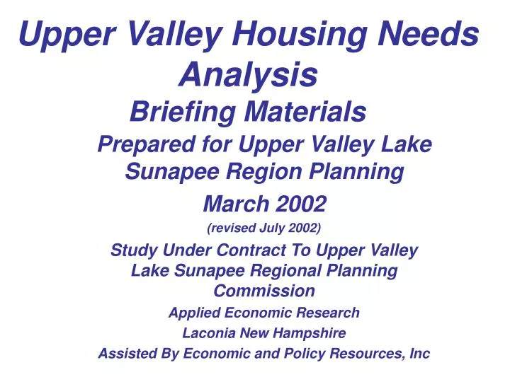 upper valley housing needs analysis briefing materials