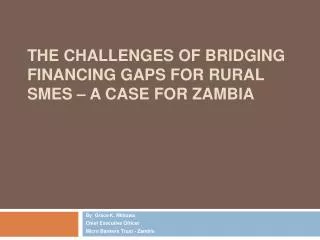 The Challenges of Bridging Financing Gaps for Rural SMEs – A Case for Zambia