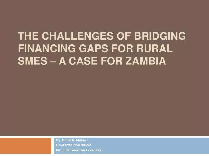 the challenges of bridging financing gaps for rural smes a case for zambia