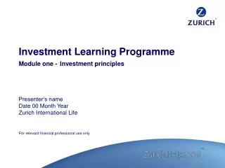 Investment Learning Programme Module one - Investment principles
