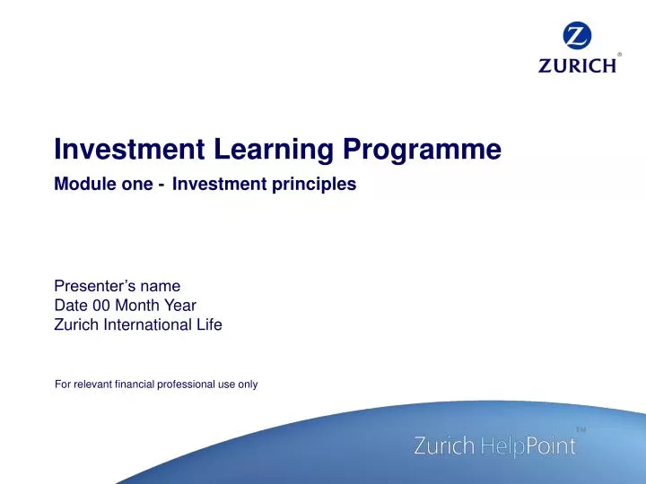 investment learning programme module one investment principles