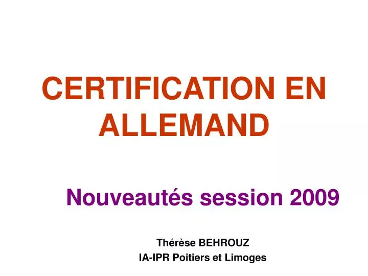 certification en allemand