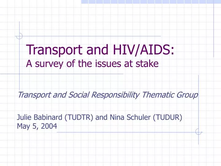 transport and hiv aids a survey of the issues at stake