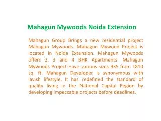 Mahagun Mywoods 9873111181 Mahagun Mywoods Noida Extension
