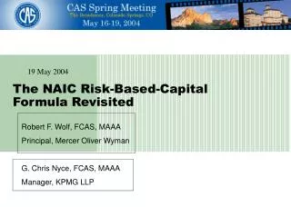 The NAIC Risk-Based-Capital Formula Revisited