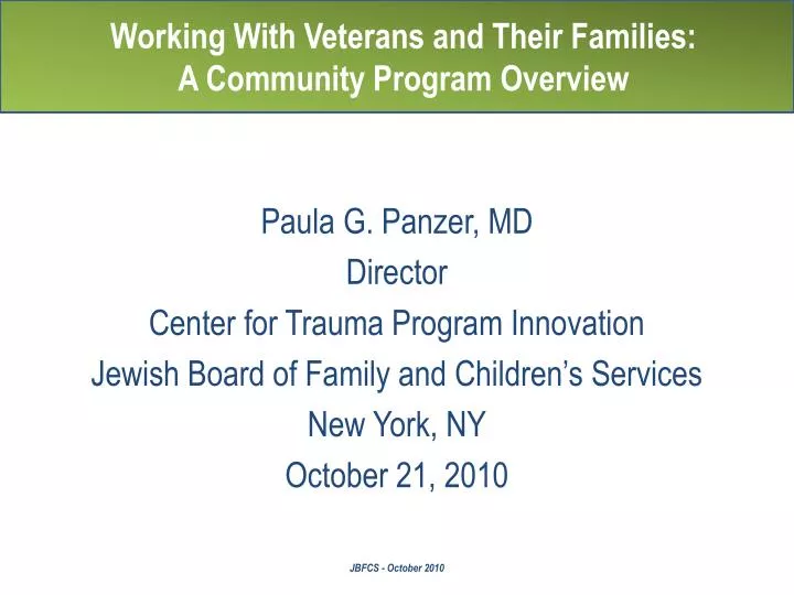 working with veterans and their families a community program overview