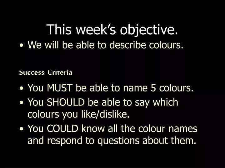this week s objective