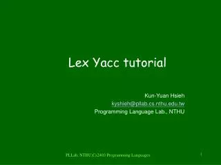 Lex Yacc tutorial