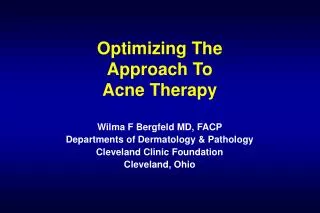 Optimizing The Approach To Acne Therapy