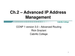 Ch.2 – Advanced IP Address Management