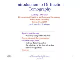 Introduction to Diffraction Tomography