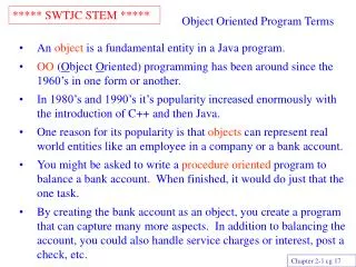 Object Oriented Program Terms