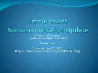 Employment Nondiscrimination Update