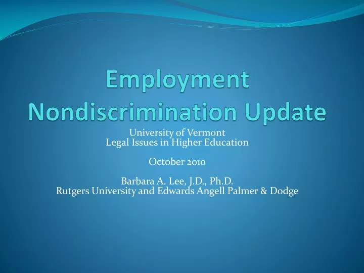 employment nondiscrimination update
