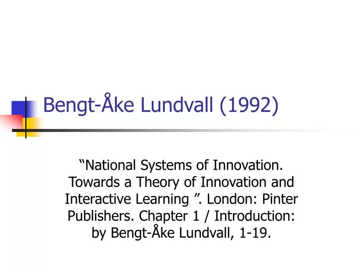 bengt ke lundvall 1992