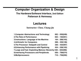 Computer Organization &amp; Design The Hardware/Software Interface, 2nd Edition Patterson &amp; Hennessy Lectures Inst