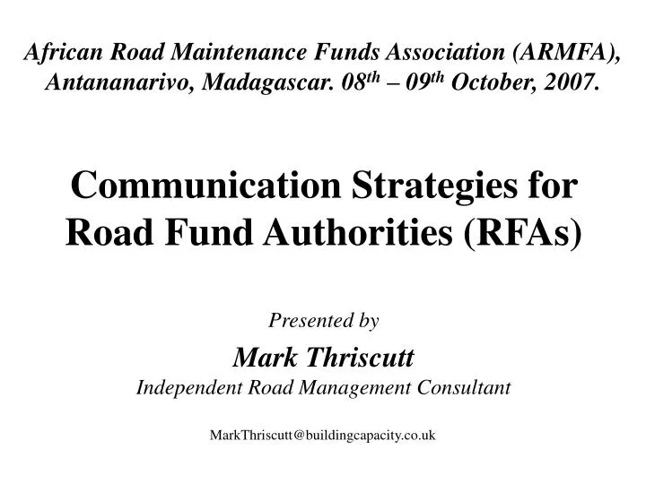 communication strategies for road fund authorities rfas