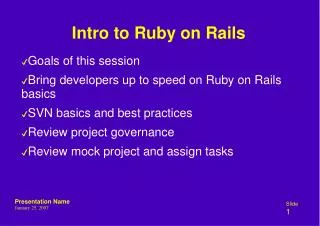Intro to Ruby on Rails