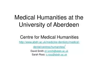 Medical Humanities at the University of Aberdeen