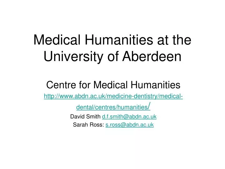 medical humanities at the university of aberdeen