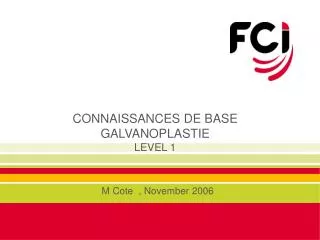 connaissances de base galvanoplastie level 1
