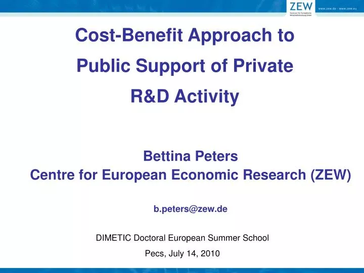 cost benefit approach to public support of private r d activity