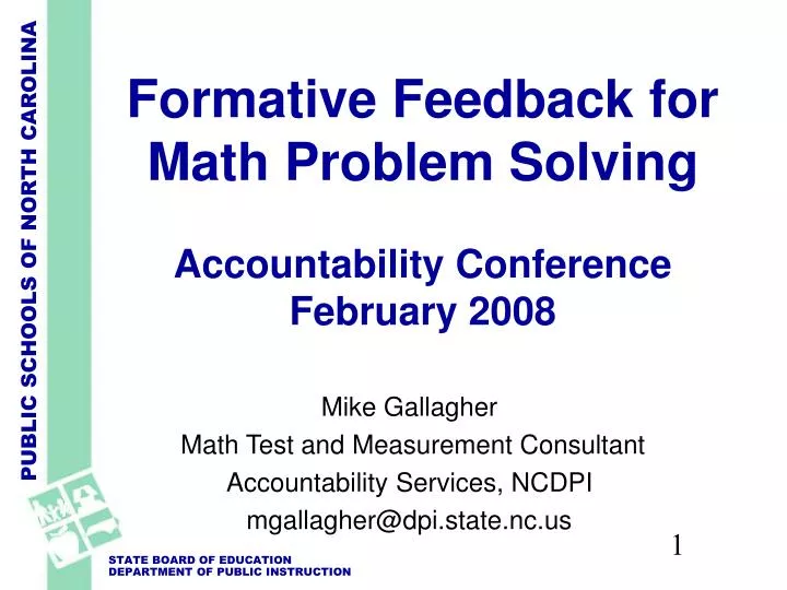 formative feedback for math problem solving accountability conference february 2008