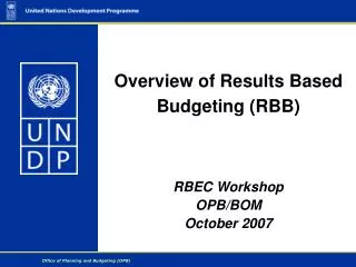 Overview of Results Based Budgeting (RBB)