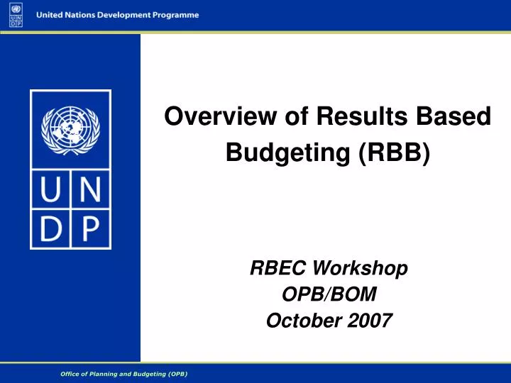 overview of results based budgeting rbb
