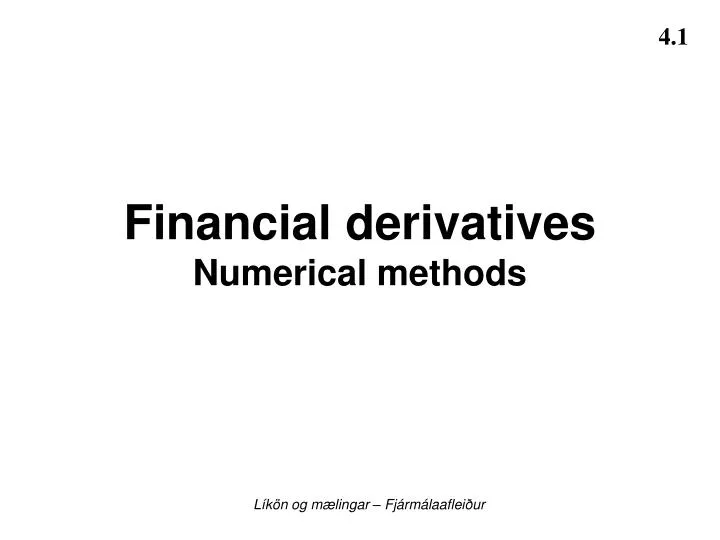 financial derivatives numerical methods